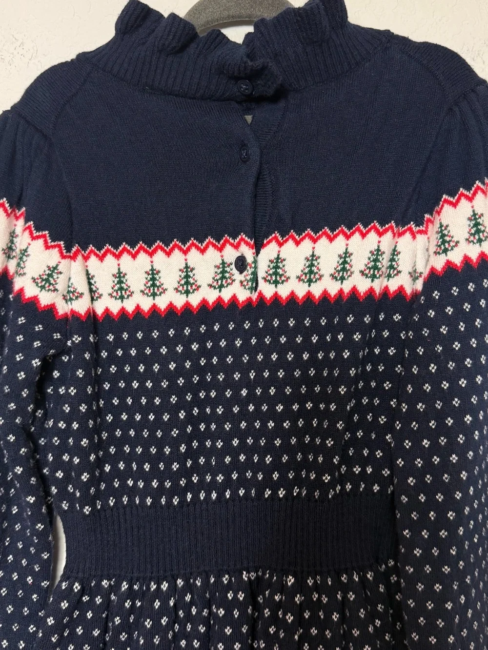 Janie and Jack Festive Fair Isle Holiday Dress Navy Girls Size 6